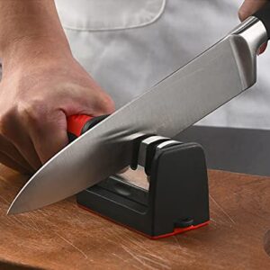 Harcas Knife Sharpener - Professional 2 Stage Sharpening System. Best For Steel Kitchen Knives. White