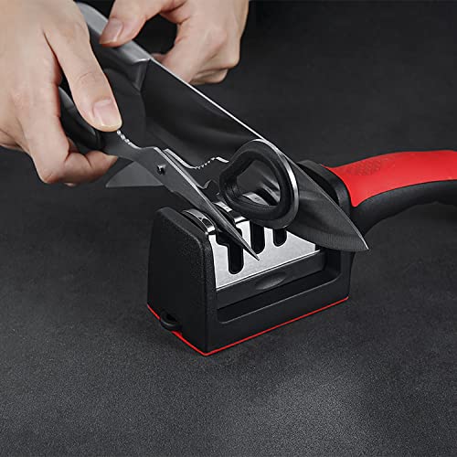 Harcas Knife Sharpener - Professional 2 Stage Sharpening System. Best For Steel Kitchen Knives. White