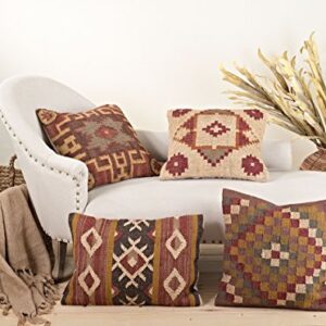 SARO LIFESTYLE 571.M20S 1-Piece Kilim Design Pillow Set, 20-Inch, Multicolor, Square