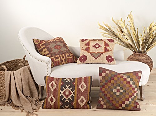 SARO LIFESTYLE 571.M20S 1-Piece Kilim Design Pillow Set, 20-Inch, Multicolor, Square
