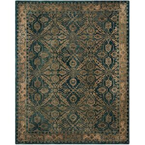 safavieh anatolia collection area rug - 8' x 10', navy & ivory, handmade traditional oriental wool, ideal for high traffic areas in living room, bedroom (an583a)