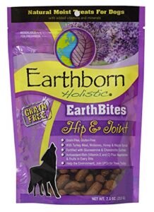 earthborn holistic earthbites hip & joint grain-free moist treats for dogs, 7.5 ounce bag