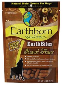 earthborn holistic earthbites peanut flavor grain-free moist treats for dogs, 7.5 ounce bag
