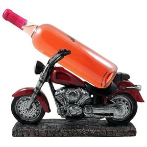 vintage motorcycle wine bottle holder sculpture for classic chopper & cycle model statues as decorative bar or kitchen decor tabletop wine racks & stands and retro biker gifts