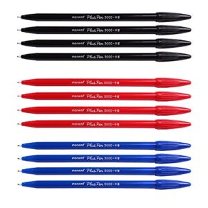 monami plus 3000 office sign pen felt tip water based ink color pen complete red,blue,black dozen box