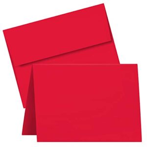 a7 red blank greeting cards with envelopes – great for holiday, christmas and new year cards | 5” x 7” (folded) | 25 per pack