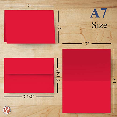 A7 Red Blank Greeting Cards with Envelopes – Great for Holiday, Christmas and New Year Cards | 5” x 7” (Folded) | 25 per Pack