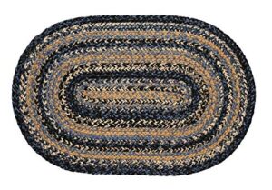 ihf home decor |river shale premium braided collection | primitive, rustic, country, farmhouse style | jute/cotton | 30 days risk free | accent rug/door mat | blue, black, tan | 22"x72" oval