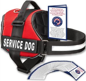 service dog vest with hook and loop straps and handle - harness is available in 8 sizes from xxxs to xxl - service dog harness features reflective patch and comfortable mesh design bright red