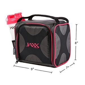 Fit & Fresh Original Jaxx FitPak Insulated Cooler Lunch Box, Meal Prep Bag with Portion Control Containers, Ice Pack, 28 oz Shaker, Standard, Pink