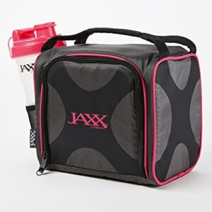 Fit & Fresh Original Jaxx FitPak Insulated Cooler Lunch Box, Meal Prep Bag with Portion Control Containers, Ice Pack, 28 oz Shaker, Standard, Pink