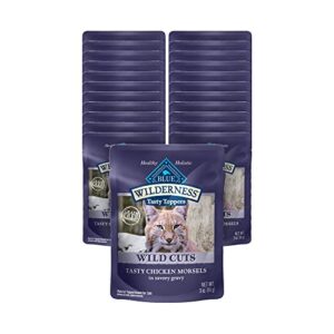 Blue Buffalo Wilderness High Protein Grain Free, Natural Wild Cuts Adult Wet Cat Food Pouch, Chicken 3-oz pouches (Pack of 24)