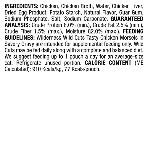 Blue Buffalo Wilderness High Protein Grain Free, Natural Wild Cuts Adult Wet Cat Food Pouch, Chicken 3-oz pouches (Pack of 24)