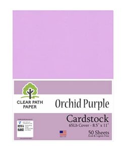 orchid purple cardstock - 8.5 x 11 inch - 65lb cover - 50 sheets - clear path paper