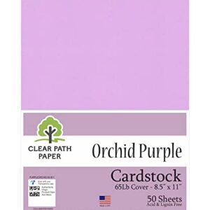 Orchid Purple Cardstock - 8.5 x 11 inch - 65Lb Cover - 50 Sheets - Clear Path Paper