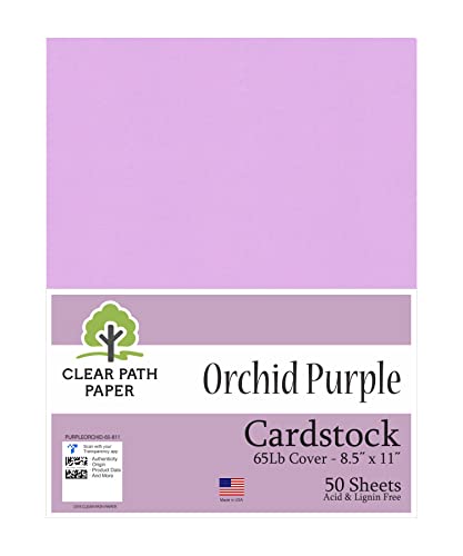 Orchid Purple Cardstock - 8.5 x 11 inch - 65Lb Cover - 50 Sheets - Clear Path Paper