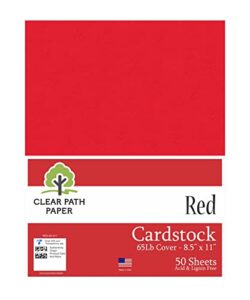 red cardstock - 8.5 x 11 inch - 65lb cover - 50 sheets - clear path paper