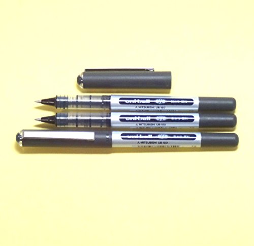 Uni-ball Eye Rolling Ball Pen, Extra Fine Point 0.5mm, Black Ink, 3 pens per Pack (Japan import) [Komainu-Dou Original Package]