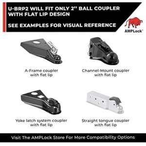 AMPLOCK U-BRP2 | Heavy Duty Trailer Lock for 2" Ball Coupler | Patented 2-Parts Trailer Coupler Lock for Enclosed Trailer, RV and Boat Trailer | Fits 2" Ball Trailer Coupler with Flat Lip Design Only