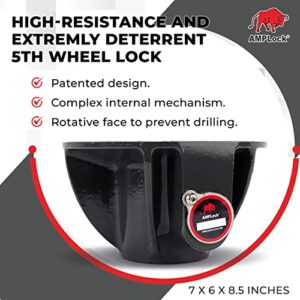 AMPLock U-LPCVR 5th Wheel Lock | Heavy Duty King Pin Lock for Travel Trailer | Conical Lock Made of Ductile Cast Iron | Prevent Traction with Chains, Rust Resistant | Made in Canada