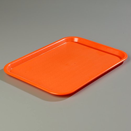 Carlisle FoodService Products Cafe Plastic Fast Food Tray, 14" x 18", Orange, (Pack of 12)