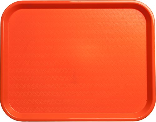 Carlisle FoodService Products Cafe Plastic Fast Food Tray, 14" x 18", Orange, (Pack of 12)