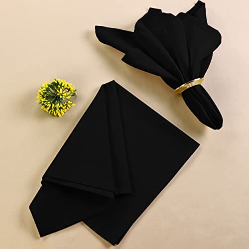 Utopia Kitchen Black Cloth Napkins [12 Pack, 18x18 Inch] Cotton Blend Washable and Reusable Table Dinner Napkins for Hotel, Lunch, Restaurant, Weddings, Event and Parties