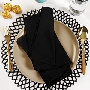 Utopia Kitchen Black Cloth Napkins [12 Pack, 18x18 Inch] Cotton Blend Washable and Reusable Table Dinner Napkins for Hotel, Lunch, Restaurant, Weddings, Event and Parties