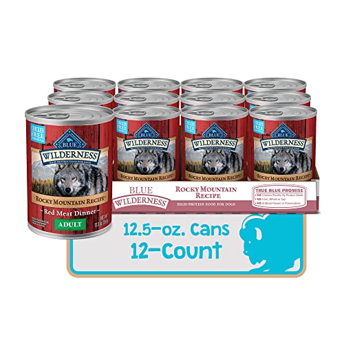 Blue Buffalo Wilderness Rocky Mountain Recipe High Protein, Natural Adult Wet Dog Food, Red Meat 12.5-oz cans (Pack of 12)