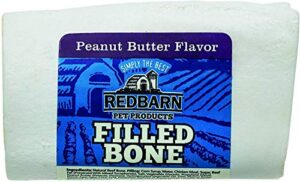 redbarn filled dog bones | natural long-lasting dental treats; suitable for aggressive chewers | small (3") - 5 bones (peanut butter)