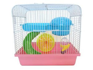 yml travel mice dwarf hamster cage with accessories, small, pink