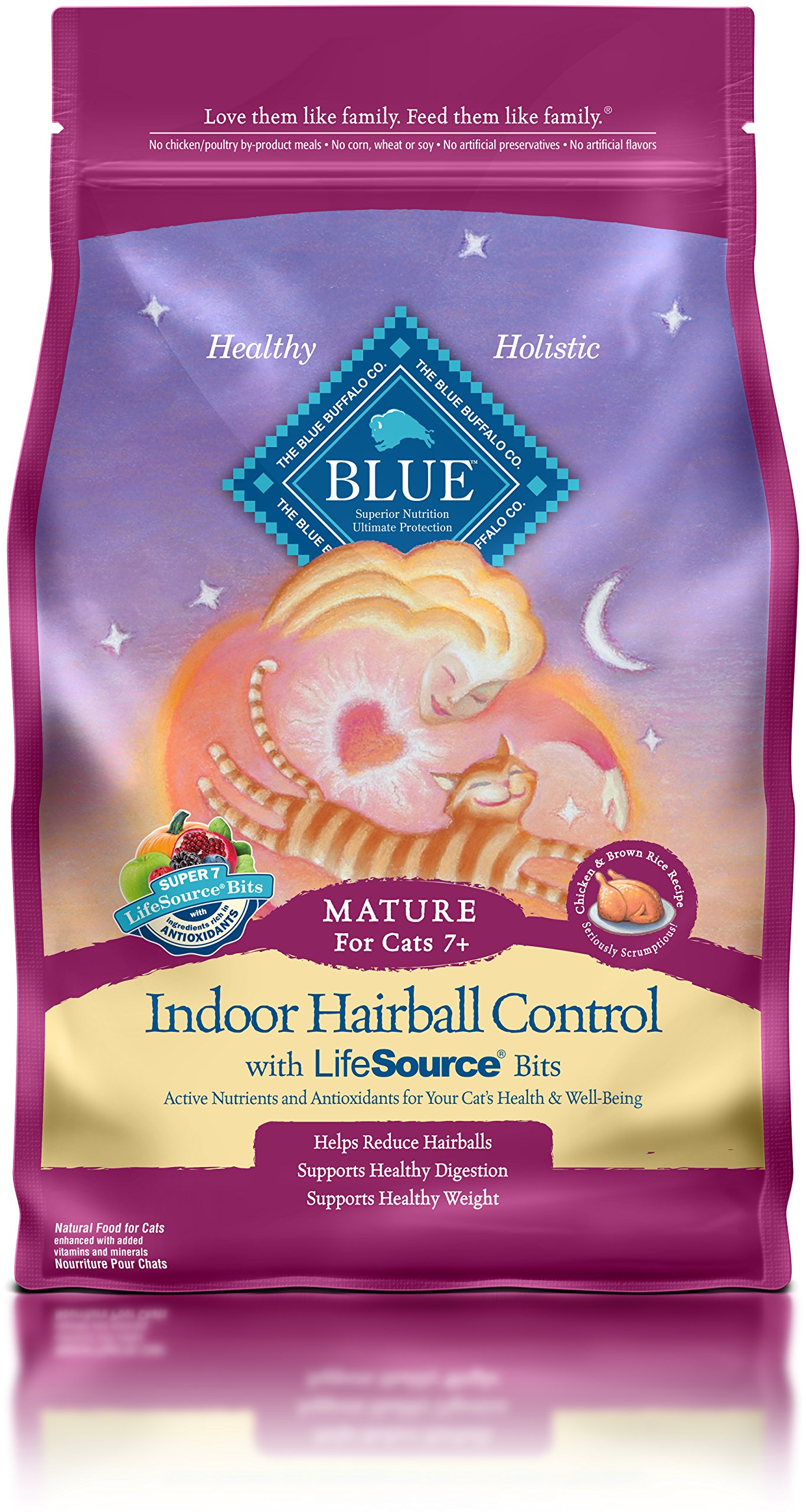 Blue Buffalo Tastefuls Hairball Control Natural Adult 7+ Dry Cat Food, Chicken, 7lb bag