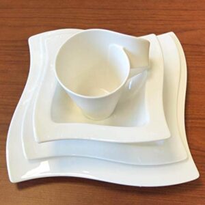 Villeroy & Boch New Wave 4-Piece Place Setting Dinner, Salad Plate, Bowl, and Mug – Premium Porcelain, Set of (Variable), Dinnerware