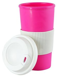 southern homewares coffee travel thermal mug double walled with screw top lid pink