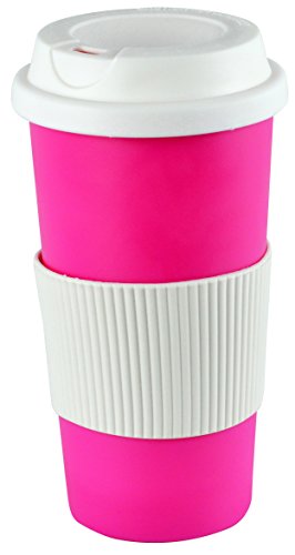 Southern Homewares Coffee Travel Thermal Mug Double Walled With Screw Top Lid Pink