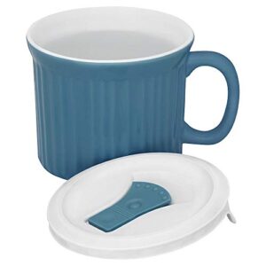 corningware ceramic colours pop-ins pool 20-oz mug w/lid, 1 count (pack of 1), blue