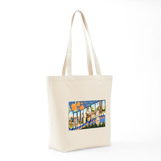 CafePress California Greetings Tote Bag Natural Canvas Tote Bag, Reusable Shopping Bag