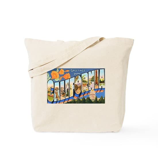 CafePress California Greetings Tote Bag Natural Canvas Tote Bag, Reusable Shopping Bag