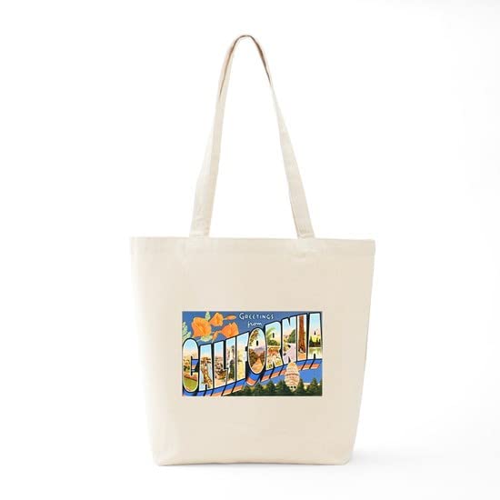 CafePress California Greetings Tote Bag Natural Canvas Tote Bag, Reusable Shopping Bag