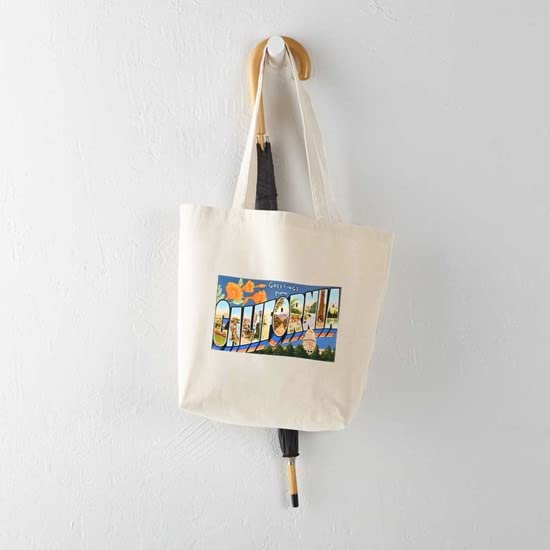 CafePress California Greetings Tote Bag Natural Canvas Tote Bag, Reusable Shopping Bag