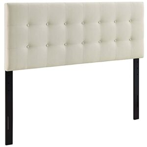 modway emily tufted button linen fabric upholstered full headboard in ivory
