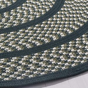 SAFAVIEH Braided Collection 4' Round Ivory / Dark Green BRD401B Handmade Country Cottage Reversible Area Rug