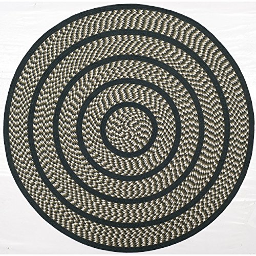SAFAVIEH Braided Collection 4' Round Ivory / Dark Green BRD401B Handmade Country Cottage Reversible Area Rug