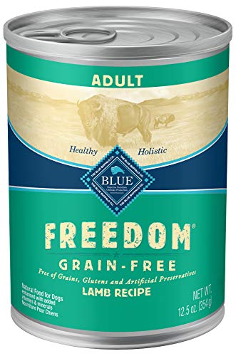 Blue Buffalo Freedom Grain Free Natural Adult Wet Dog Food, Lamb 12.5oz cans (Pack of 12)