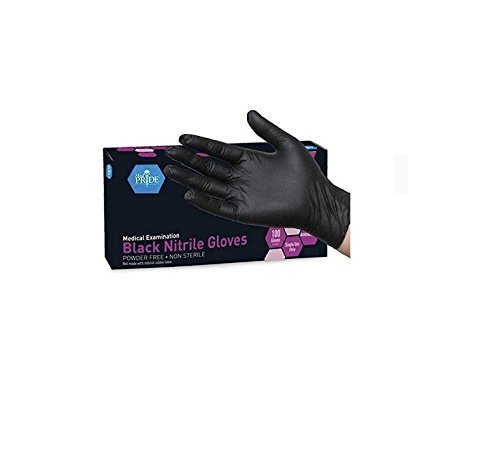 Medpride Nitrile Powder-Free Exam Gloves, Black, Small, 100 Count