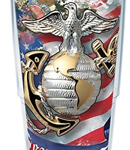 Tervis Marines Eagle and Anchor Tumbler with Wrap and Red Lid 24oz, Clear