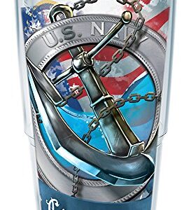 Tervis Navy Made in USA Double Walled Insulated Tumbler Travel Cup Keeps Drinks Cold & Hot, 24oz, Anchor