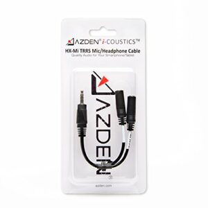 Azden i-Coustics HX-Mi TRRS Mic/Headphone Audio Adapter Cable for Smartphones & Tablets