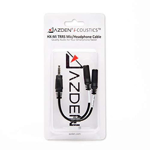 Azden i-Coustics HX-Mi TRRS Mic/Headphone Audio Adapter Cable for Smartphones & Tablets