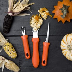 Messermeister 3-Piece Pumpkin Carving Set - Includes Scraper, Sawtooth Carver & Etching Tool - AISI420 Stainless Steel & Soft-Grip Handle